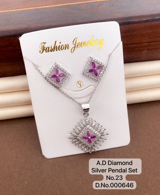 AD Diamond Rose Gold Pendant Set 2 Wholesalers In Delhi
